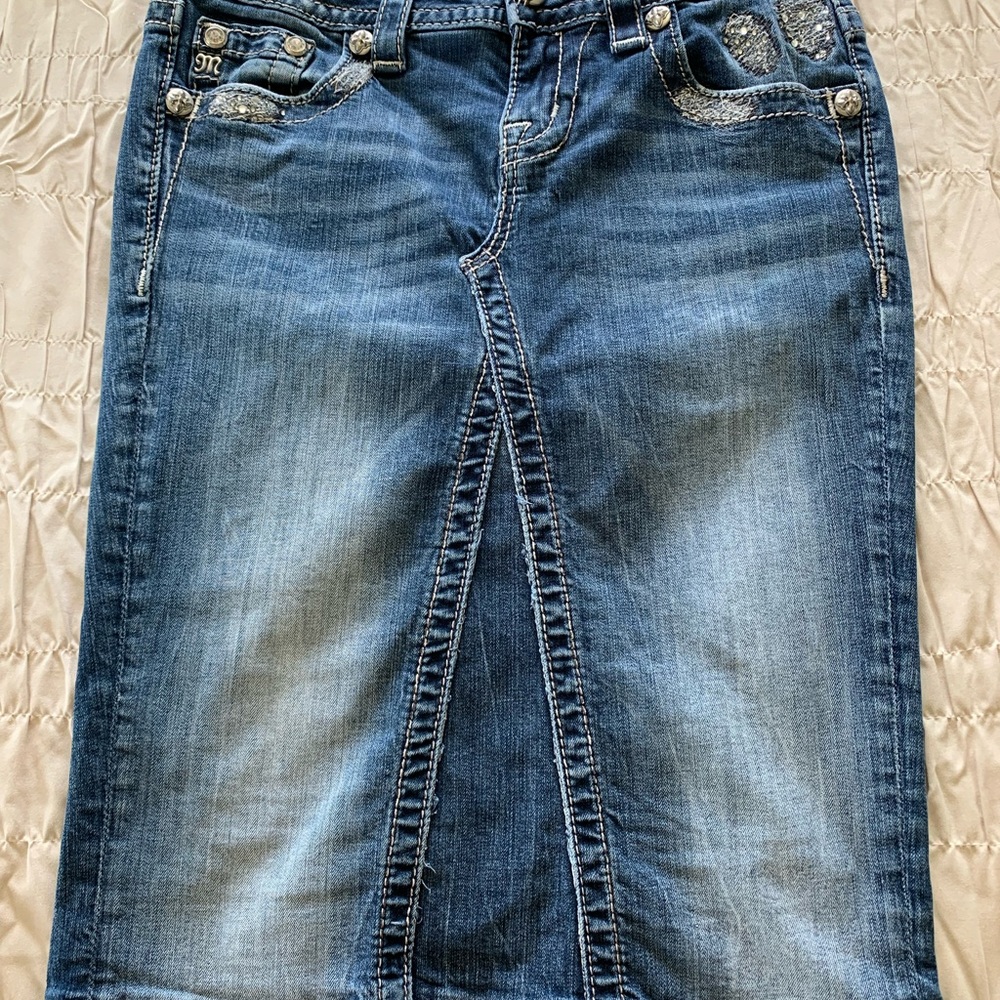 Miss Me Blue Casual Denim Jean Skirt